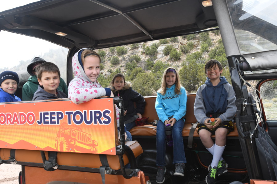 Canon City Schools Gifted & Talented students on a jeep tour