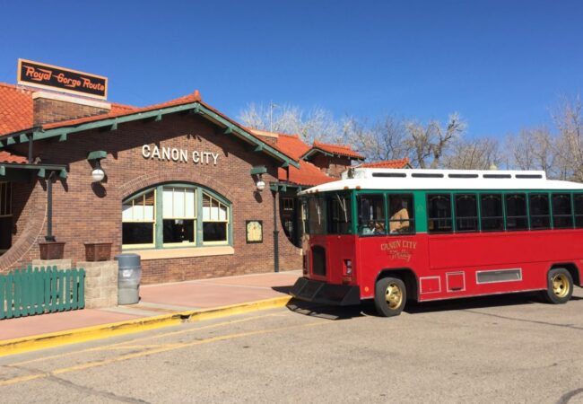 Trolley at the Cañon City train depot